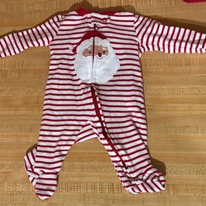 Carter's Festive Red and White Striped Footie